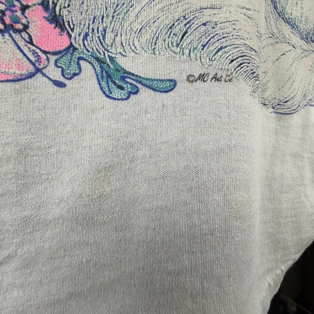 80s/90s Vintage Graphic Cat T-Shirt Pastel Kawaii Kitten | Made in USA - Picture 14 of 14